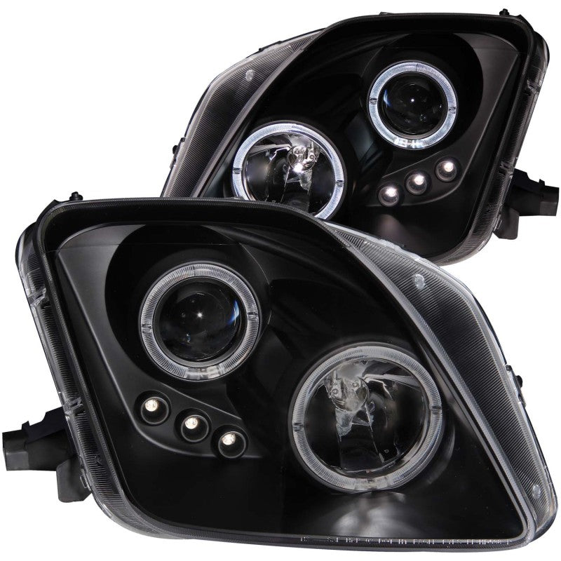 ANZO 1997-2001 Honda Prelude Projector Headlights with Halo, Black Housing and LED - Clear Lens Pair