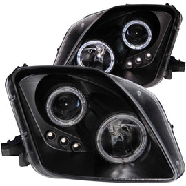 ANZO 1997-2001 Honda Prelude Projector Headlights with Halo, Black Housing and LED - Clear Lens Pair