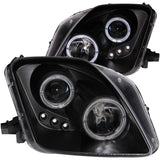 ANZO 1997-2001 Honda Prelude Projector Headlights with Halo, Black Housing and LED - Clear Lens Pair