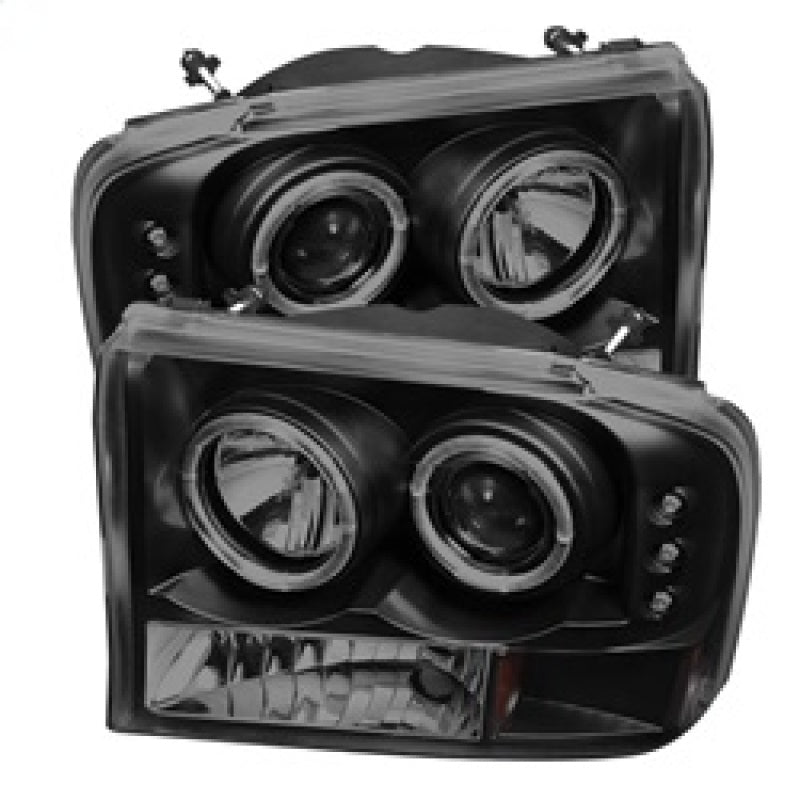 Spyder Ford F250 Super Duty 1999-2004 Projector Version 2 LED Halo Headlights - Black Smoke
