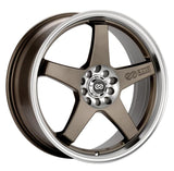 Enkei EV5 17x7 Alloy Wheel with Machined Lip - Matte Bronze Finish, Part Number enk446-770-0138ZP