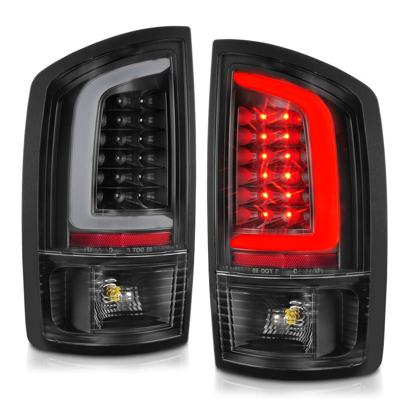 ANZO 2002-2006 Dodge Ram 1500 LED Tail Light Pair with Light Bar, Black Housing & Clear Lens