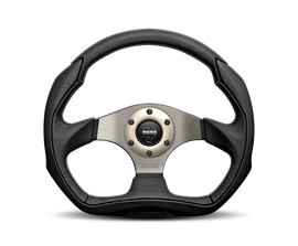 MOMO Eagle 350mm Steering Wheel with Black Leather and Aluminum Spokes