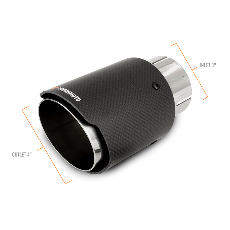 Mishimoto Carbon Fiber Muffler Tip 3-inch Inlet, 4-inch Outlet, Polished Finish