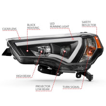 Load image into Gallery viewer, ANZO 14-18 Toyota 4Runner Plank Style Projector Headlights with Amber Accents - Black Pair