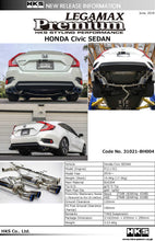 Load image into Gallery viewer, HKS Legamax Premium Exhaust System for Honda Civic Sedan FC - Part Number hks31021-BH004