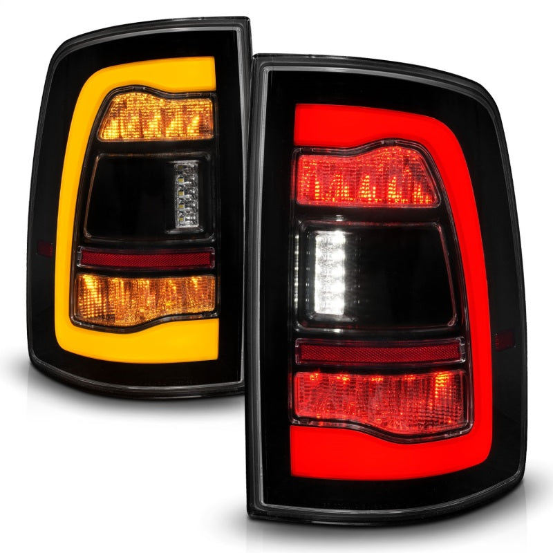 ANZO 09-18 Dodge Ram 1500 Sequential LED Tail Lights with Smoke Black Housing and Switchback Amber Signal