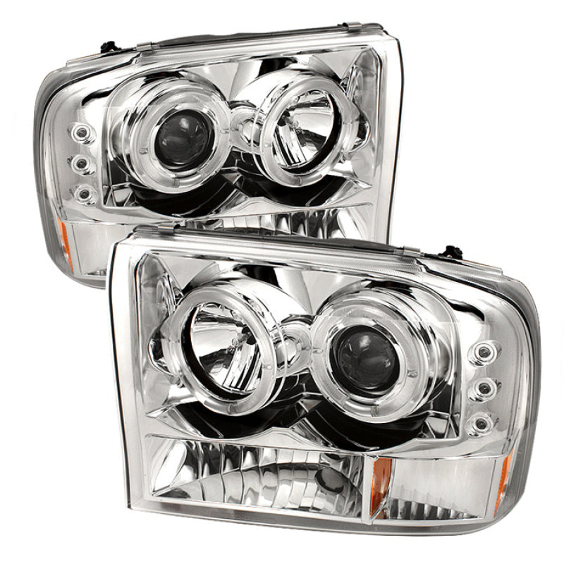 Spyder Halo LED Projector Headlights for Ford F-250 Super Duty 2002-2004, Version 2 Chrome with Bulbs Included