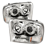 Spyder Halo LED Projector Headlights for Ford F-250 Super Duty 2002-2004, Version 2 Chrome with Bulbs Included