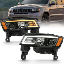 Load image into Gallery viewer, ANZO 2017-2018 Jeep Grand Cherokee Projector Headlights with Plank Style Switchback - Black with Amber