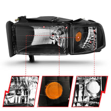 Load image into Gallery viewer, ANZO 1994-2001 Dodge Ram Crystal Headlight Set with Clear Lenses and Black Housing
