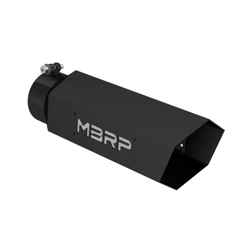 MBRP Universal Hex Exhaust Tip - Black Coated, 4-inch Inlet, 16-inch Length with Logo