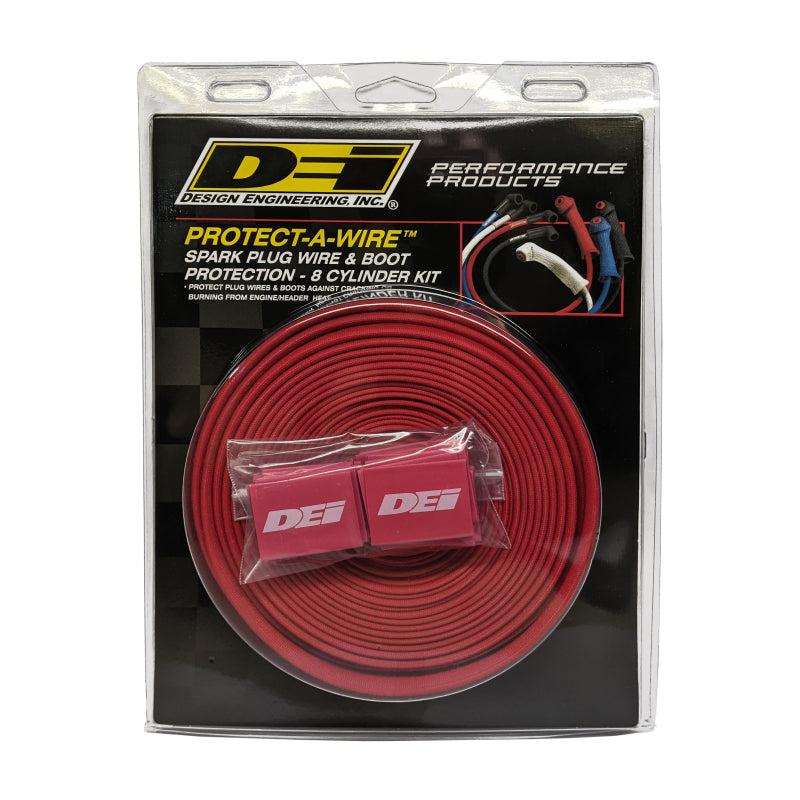 DEI Protect-A-Wire 8 Cylinder Spark Plug Wire Heat Protection Kit - Red