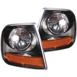 ANZO Corner Lights for Ford F-150 & Expedition 1997-2003, Harley-Davidson Style, Black Housing with Amber Reflector