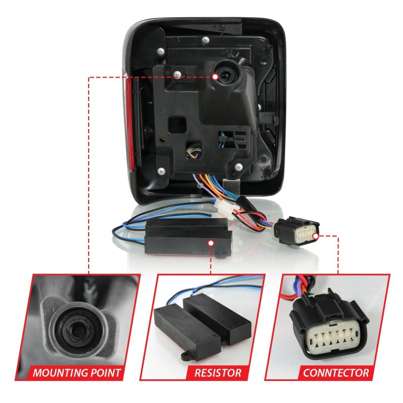 ANZO 18-19 Jeep Wrangler JL LED Taillights - Black Pair by ANZO Part Number anz311295