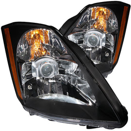 ANZO 2003-2005 Nissan 350Z Crystal Headlight Set with Clear Lens and Black Housing