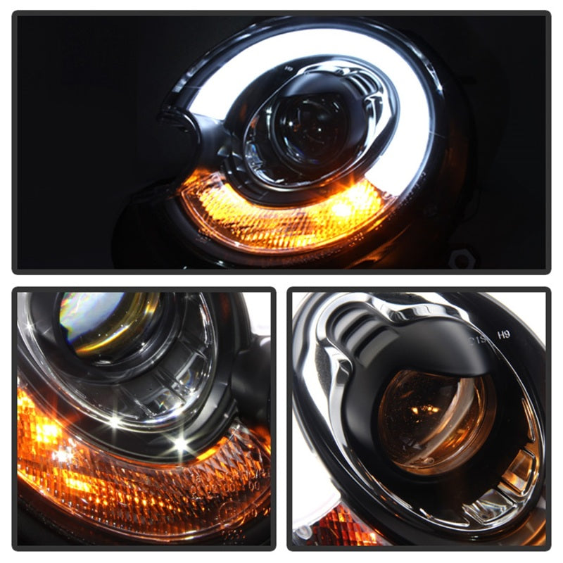 Spyder Mini Cooper 2010-2012 Xenon/HID Projector Headlights with Black Housing * Model PRO-YD-MC07-HID-DRL-BK
