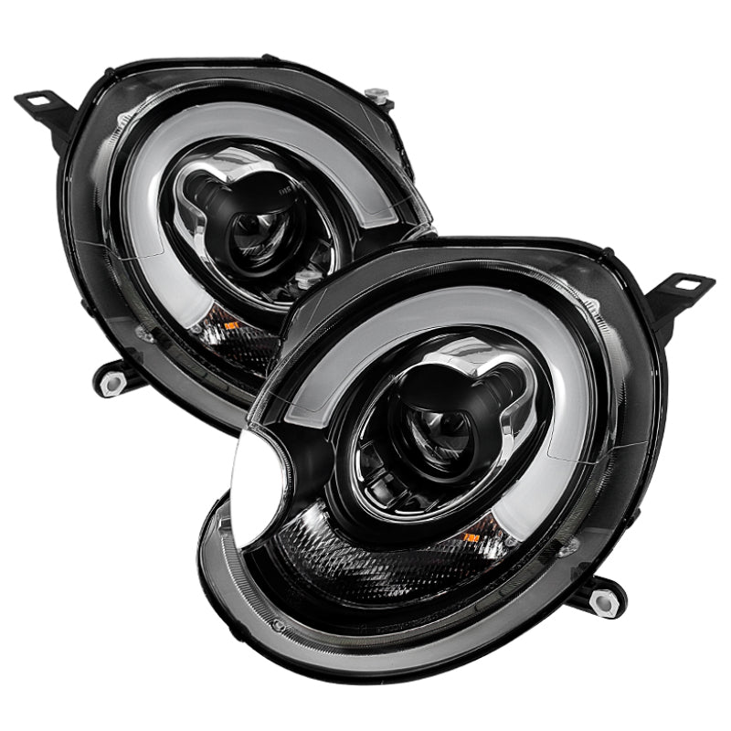 Spyder Mini Cooper 2007-2012 Projector Headlights with Halogen Model * Black DRL Style, Part #PRO-YD-MC07-DRL-BK