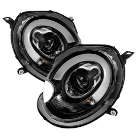 Spyder Mini Cooper 2007-2012 Projector Headlights with Halogen Model * Black DRL Style, Part #PRO-YD-MC07-DRL-BK