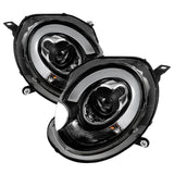 Spyder Mini Cooper 2007-2012 Projector Headlights with Halogen Model * Black DRL Style, Part #PRO-YD-MC07-DRL-BK
