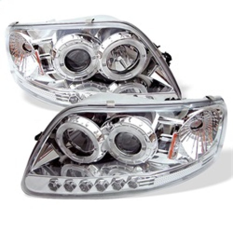 Spyder Ford F-150 97-2003 LED Halo Projector Headlights with Amber Reflector and Chrome Finish