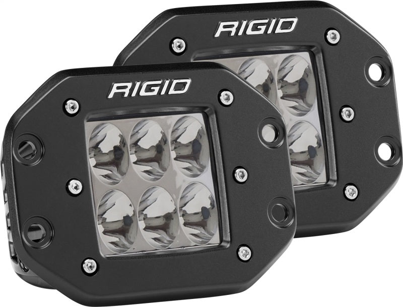 Rigid Industries D2 Flush Mount Driving Pair - Compact LED Pod Lights for Automotive Applications