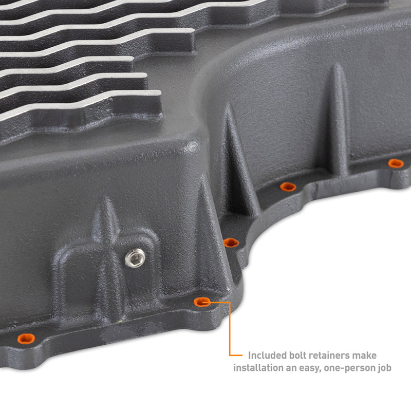 Mishimoto Aluminum Transmission Pan for 2011-2019 Ford 6.7L Powerstroke - Cast Aluminum with Gunmetal Gray Finish
