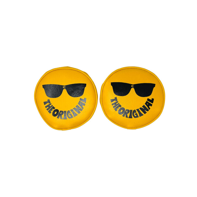 KC HiLiTES Retro 6-inch Yellow Vinyl Light Cover with Smiley Face Sunglasses Logo