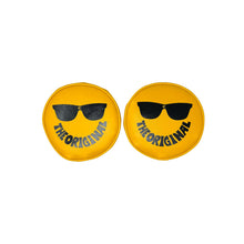 Load image into Gallery viewer, KC HiLiTES Retro 6-inch Yellow Vinyl Light Cover with Smiley Face Sunglasses Logo
