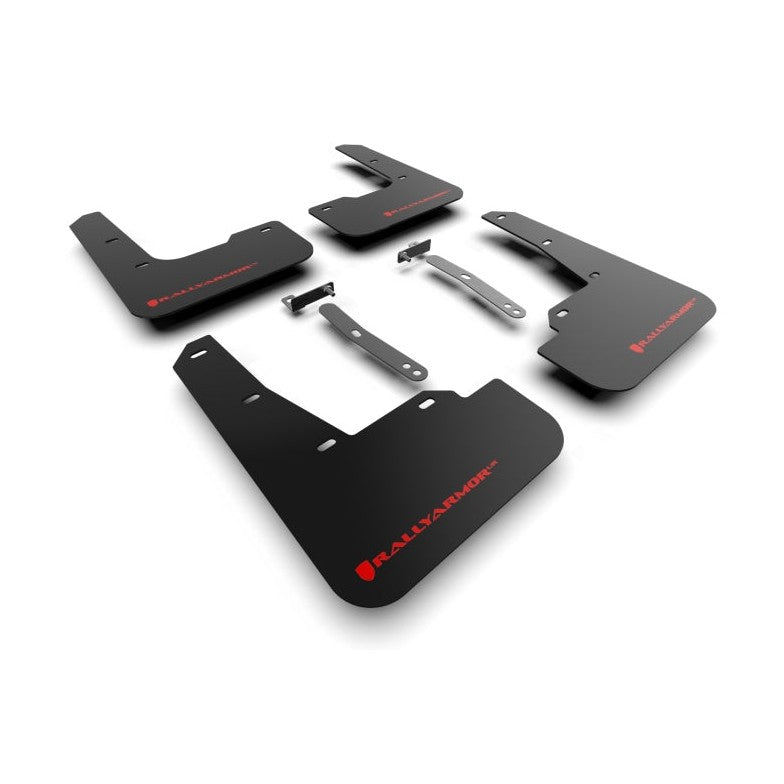 Rally Armor UR Series Black Mud Flaps with Red Logo for Hyundai Elantra N and N Line (Part Number: ralMF79-UR-BLK-RD)