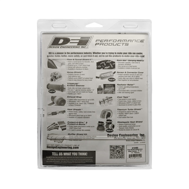 DEI Titanium Pipe Shield with Stainless Steel Clamps – 6x12 Inches for High-Temperature Exhaust Protection