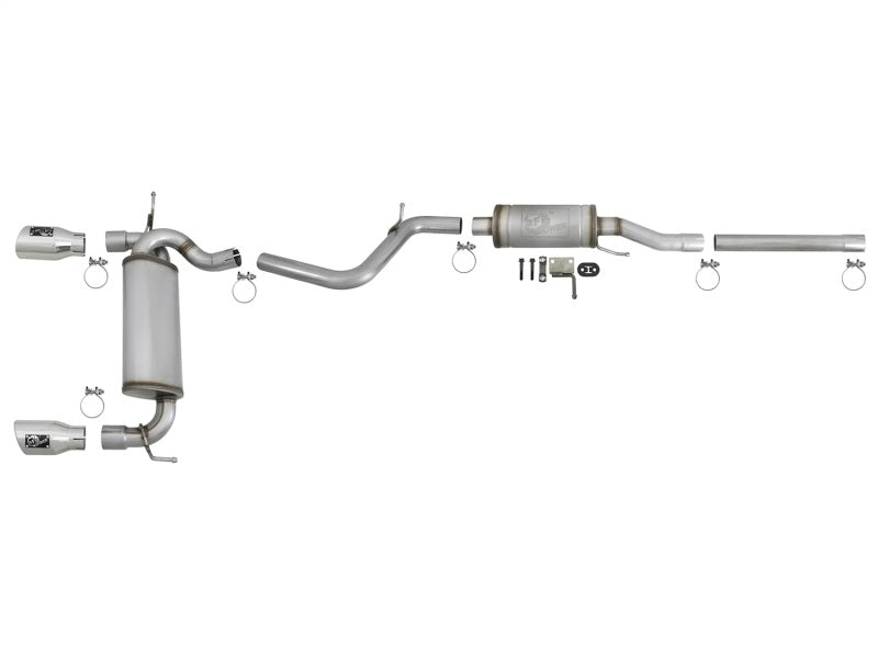 aFe Rebel Series 2.5-inch Dual Polished Tip Cat-Back Exhaust System for Jeep Wrangler (2007-2018) V6-3.8L / 3.6L