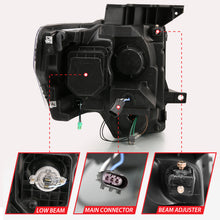Load image into Gallery viewer, ANZO G4 Switchback Projector Headlights for Ford F-150 (2009-2013) with Halo, Black Housing, Amber and Clear Lenses