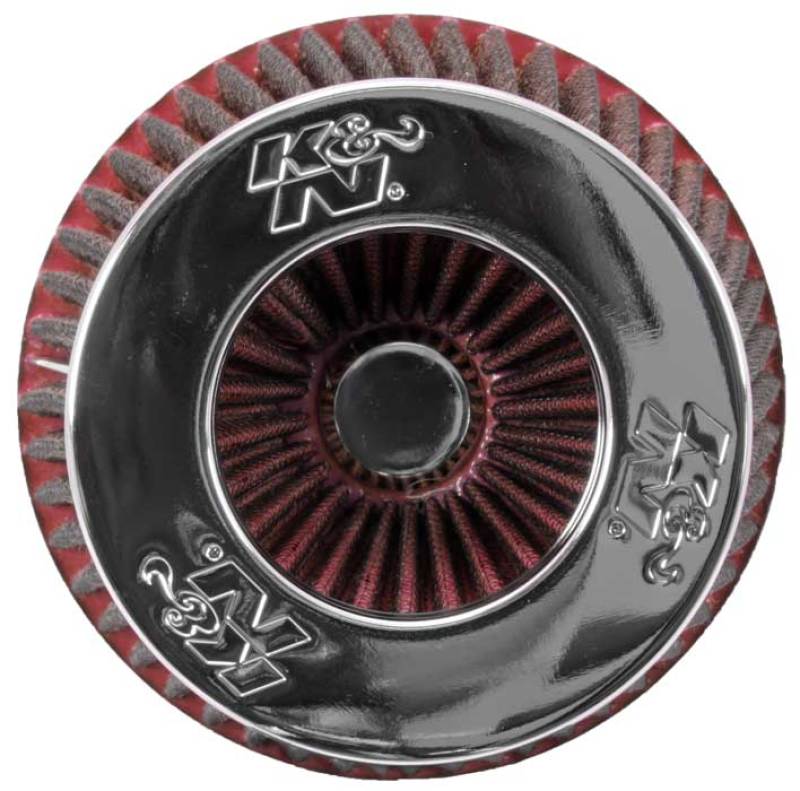 K&N Engineering Universal Air Filter Chrome Round Tapered - 4-inch Flange ID, Red
