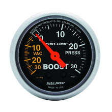 Load image into Gallery viewer, AutoMeter Sport-Comp 52mm Mechanical Boost Gauge – 30 PSI for Accurate Turbo and Supercharger Monitoring