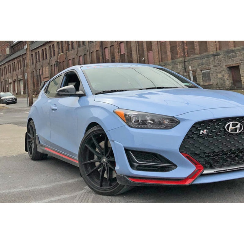 Rally Armor 19-22 Hyundai Veloster N Black UR Mud Flap with White Logo