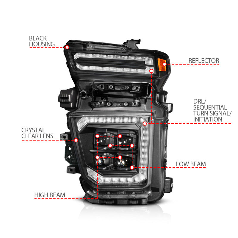 ANZO Z-Series Full LED Projector Headlight for Chevy Silverado 2500/3500 2020-2023 Driver Side