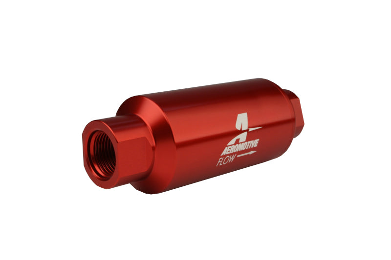 Aeromotive In-Line Fuel Filter AN-10 - 40 Micron Stainless Steel Element - Red Anodized Finish