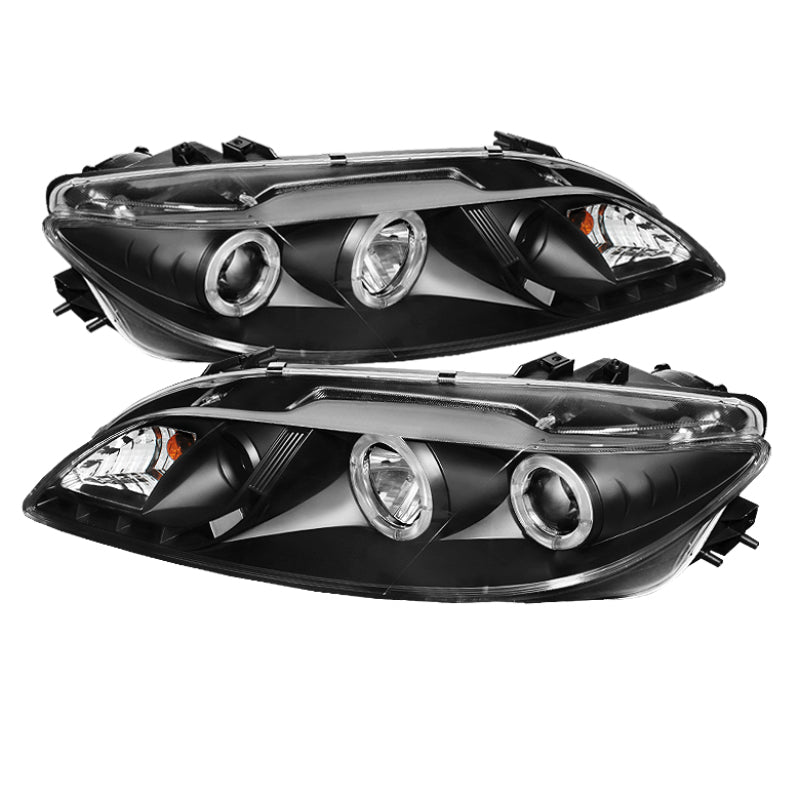 Spyder Mazda 6 2003-2005 Halo DRL LED Projector Headlights with Fog Lights - Black (Part Number: PRO-YD-M603-FOG-DRL-BK)