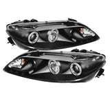 Spyder Mazda 6 2003-2005 Halo DRL LED Projector Headlights with Fog Lights - Black (Part Number: PRO-YD-M603-FOG-DRL-BK)