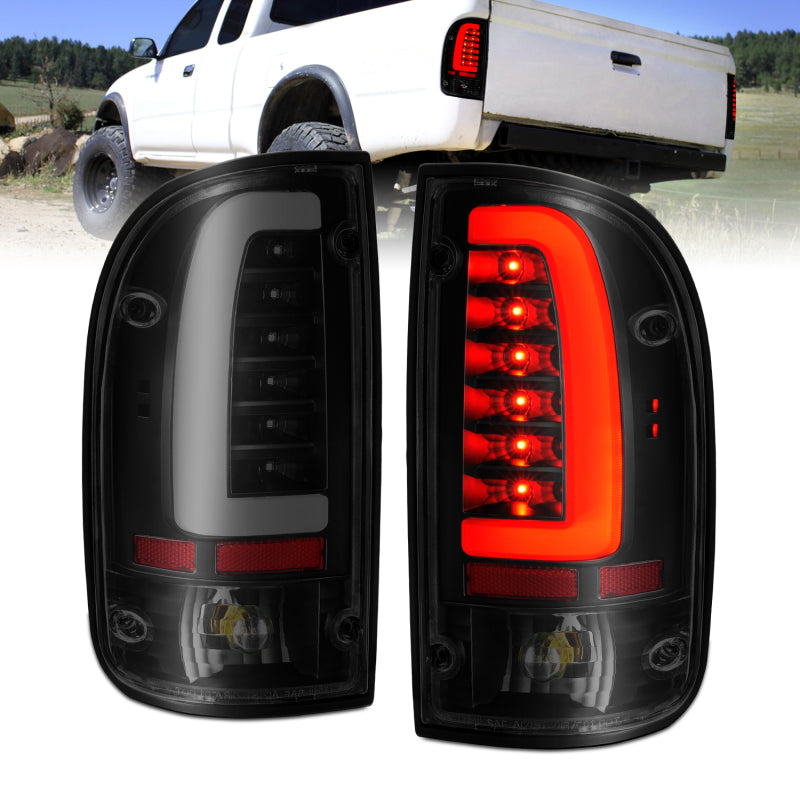 ANZO 1995-2000 Toyota Tacoma LED Taillights with Smoke Lens and Black Housing (Pair)
