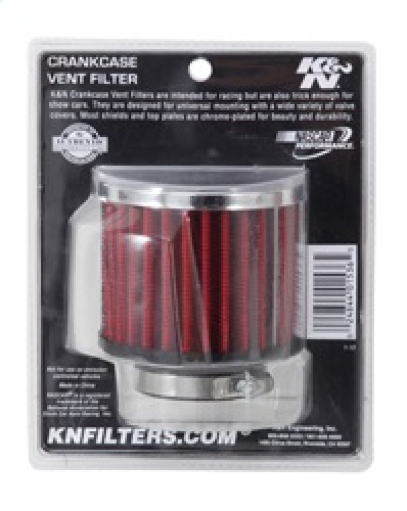 K&N Engineering 62-1460 Chrome Finish Rubber Base Crankcase Vent Filter, 1.5-inch Flange