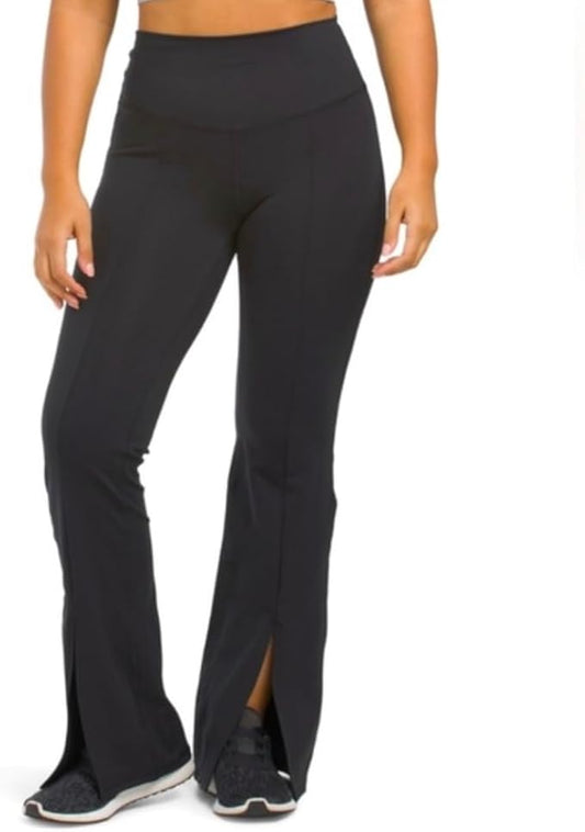 Yogalicious Womens Lux Mia High Elastic Free Waist Flare Leg Pant - Black