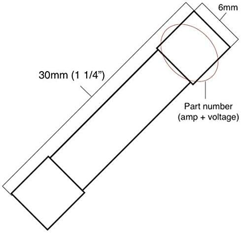 Bussmann MDA-20 Fuse (Pack of 5) 6mm (1/4") x 30mm (1 1/4") 20A 250V Slow Blow Ceramic Fuse