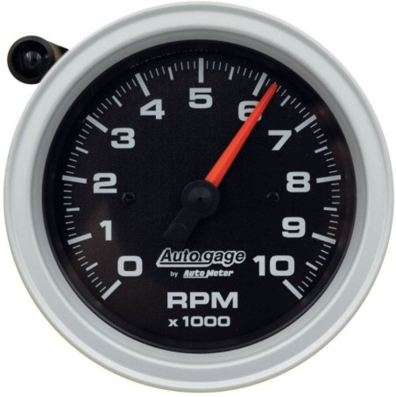 AutoMeter Tachometer Gauge 10,000 RPM with Pedestal Mount and External Shift Light - Black Dial and Case