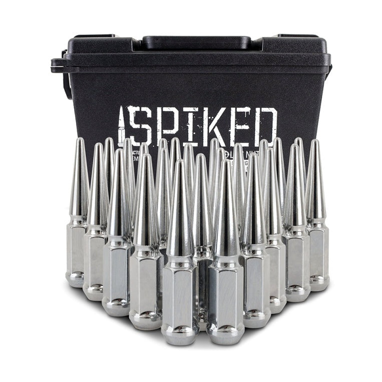 Mishimoto Steel Spiked Lug Nuts M14 x 1.5 - 24-Piece Chrome Set for Automotive Wheels