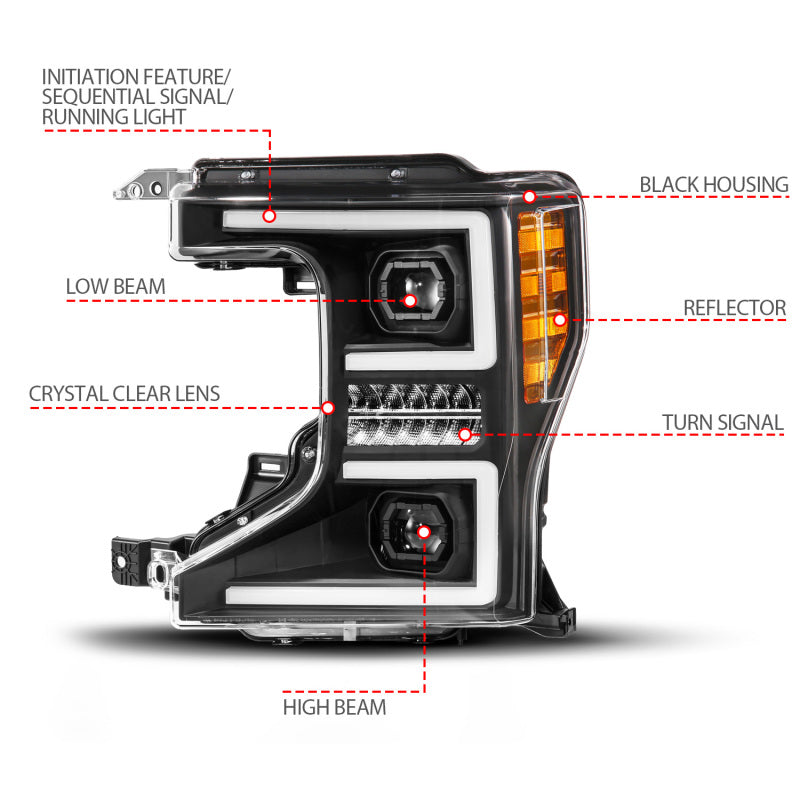 ANZO Z-Series Full LED Projector Headlight for 2020-2022 Ford Super Duty Driver Side Only - Halogen Replacement