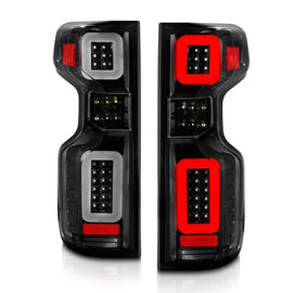 ANZO 19-21 Chevy Silverado Full LED Taillights with Light Bars – Black Housing, Clear Lens, Sequential Design