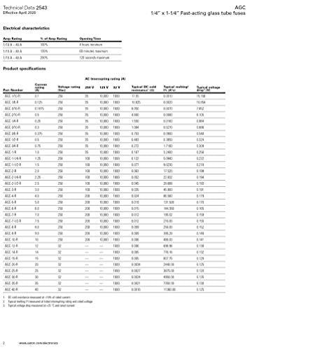 Bussmann AGC-10 AGC Series Fuse, Fast Acting, 10 Amp, 250V, Glass Tube, 1/4" x 1-1/4" (Pack of 5)