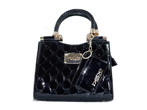 bebe Dana Monogram Top Handle Crossbody Black